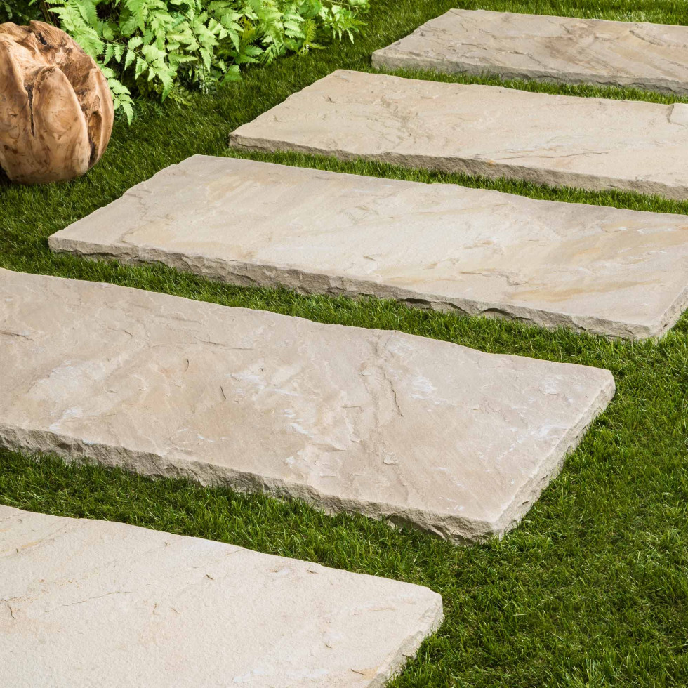 Pas Japonais pierre naturelle Grès Beige 100x50x4 cm | Jardin - Allée