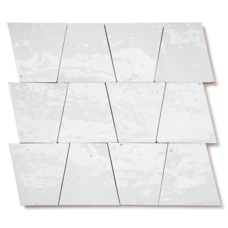 Carrelage Zellige Marocain Blanc Neige Trapèze 10x10x7 cm