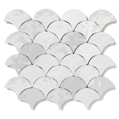 Carrelage Zellige Marocain Blanc Neige Ecaille petit 7,8x9,8 cm