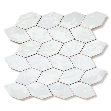 Carrelage Zellige Marocain Blanc Neige Navette 4,9x10 cm