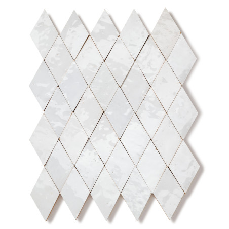 Carrelage Zellige Marocain Blanc Neige Losange 5,5x10 cm