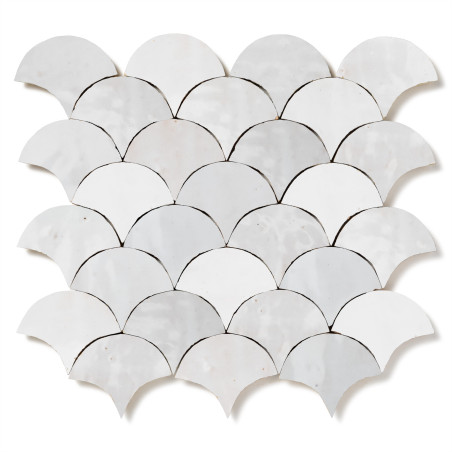 Carrelage Zellige Marocain Blanc Fes Ecaille petit 7,8x9,8 cm