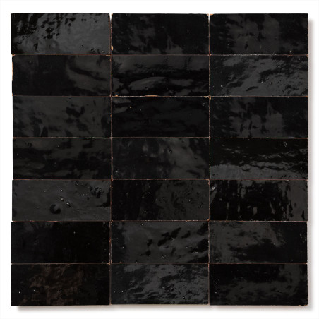 Carrelage Zellige Marocain Noir Intense 4,2x10 cm