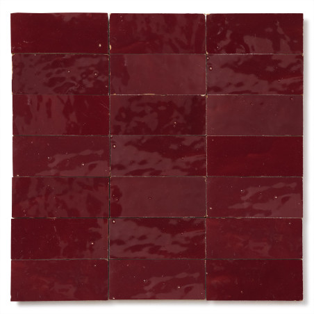 Carrelage Zellige Marocain Rouge Lie de vin 4,2x10 cm