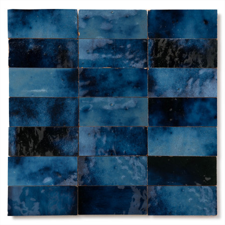 Carrelage Zellige Marocain Bleu Magique 4,2x10 cm