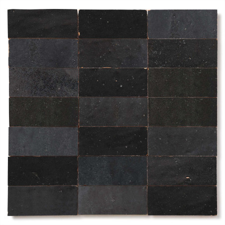 Carrelage Zellige Marocain Noir Carbone 4,2x10 cm