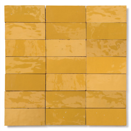 Carrelage Zellige Marocain Jaune Moutarde 4,2x10 cm