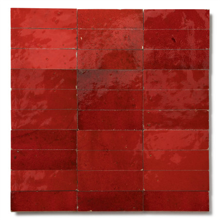 Carrelage Zellige Marocain Rouge Pétillant 3x10 cm