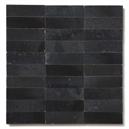 Carrelage Zellige Marocain Noir Métal 3x10 cm