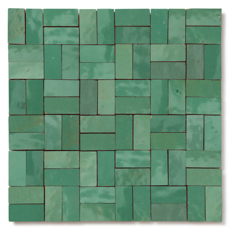 Carrelage Zellige Marocain Vert d'eau 2,4x4,9 cm