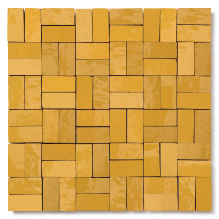 Carrelage Zellige Marocain Jaune Moutarde 2,4x4,9 cm