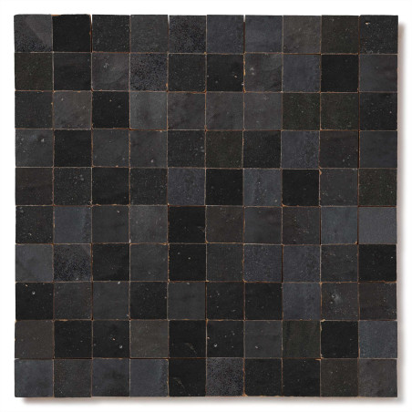 Carrelage Zellige Marocain Noir Carbone 3x3 cm