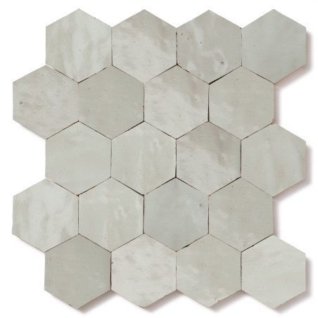 Carrelage Zellige Marocain Gris Cielo Hexagone 7,6x8,8 cm