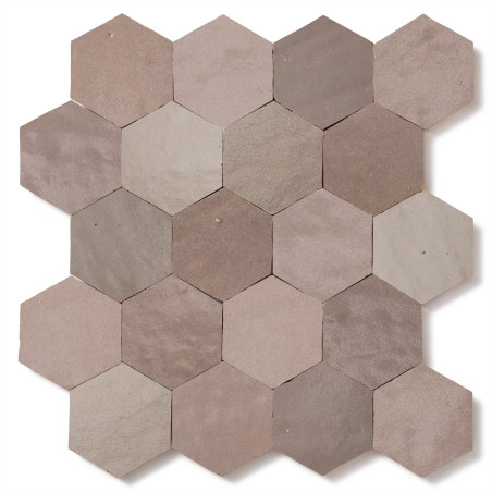 Carrelage Zellige Marocain Gris de lin Hexagone 7,6x8,8 cm