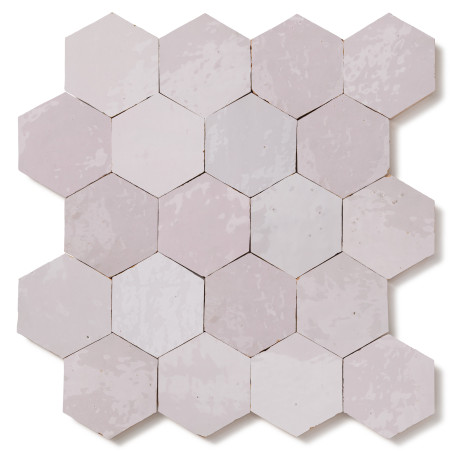 Carrelage Zellige Marocain Rose Pale Hexagone 7,6x8,8 cm