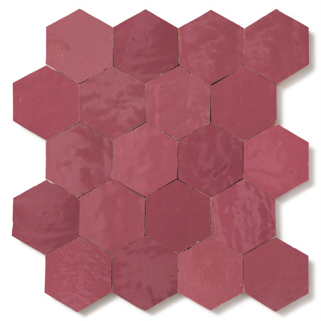 Carrelage Zellige Marocain Rose Ancien Hexagone 7,6x8,8 cm