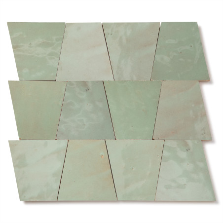 Carrelage Zellige Marocain Vert Tilleul Trapèze 10x10x7 cm