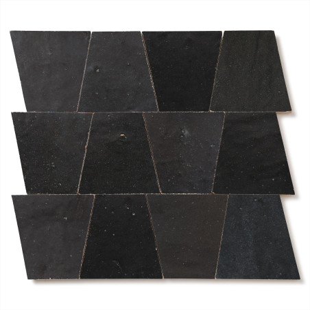 Carrelage Zellige Marocain Noir Carbone Trapèze 10x10x7 cm