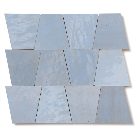 Carrelage Zellige Marocain Bleu Gustavien Trapèze 10x10x7 cm