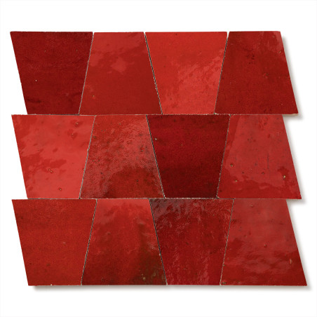 Carrelage Zellige Marocain Rouge Pétillant Trapèze 10x10x7 cm