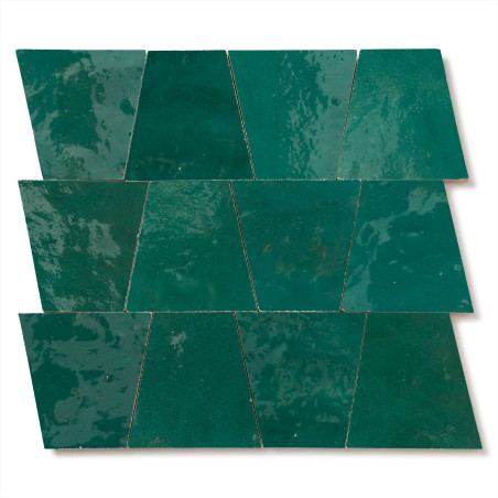 Carrelage Zellige Marocain Vert Emeraude Trapèze 10x10x7 cm