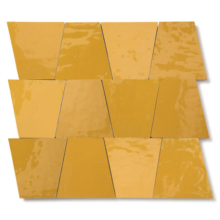 Carrelage Zellige Marocain Jaune Moutarde Trapèze 10x10x7 cm