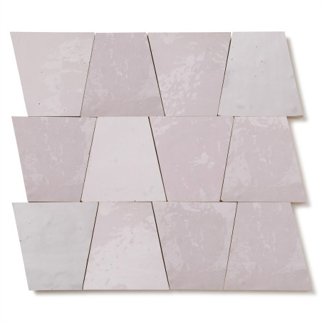 Carrelage Zellige Marocain Rose Pale Trapèze 10x10x7 cm