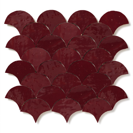 Carrelage Zellige Marocain Rouge Lie de vin Ecaille petit 7,8x9,8 cm