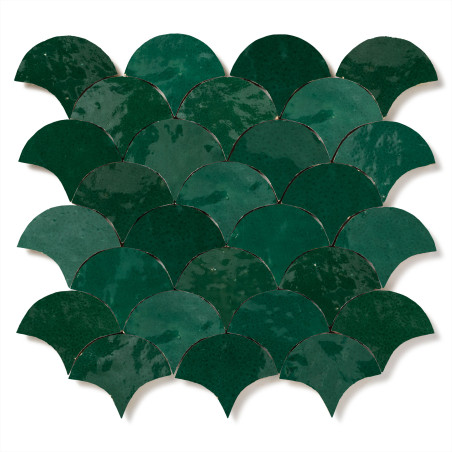 Carrelage Zellige Marocain Vert Menthe Ecaille petit 7,8x9,8 cm
