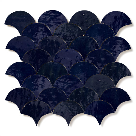 Carrelage Zellige Marocain Bleu Nuit Ecaille petit 7,8x9,8 cm