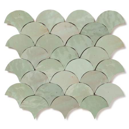 Carrelage Zellige Marocain Vert Tilleul Ecaille petit 7,8x9,8 cm