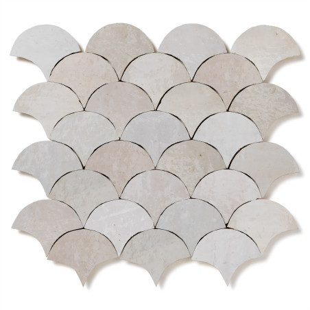 Carrelage Zellige Marocain Blanc Oukaimeden Ecaille petit 7,8x9,8 cm