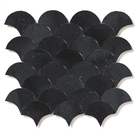 Carrelage Zellige Marocain Noir Métal Ecaille petit 7,8x9,8 cm