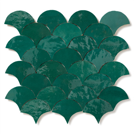 Carrelage Zellige Marocain Vert Emeraude Ecaille petit 7,8x9,8 cm