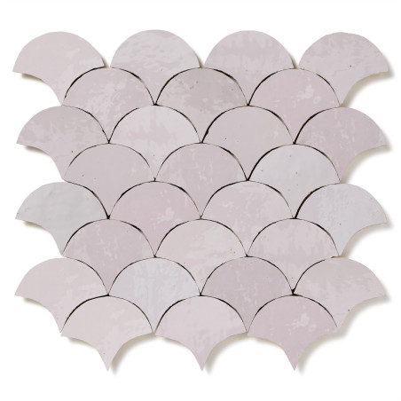 Carrelage Zellige Marocain Rose Pale Ecaille petit 7,8x9,8 cm