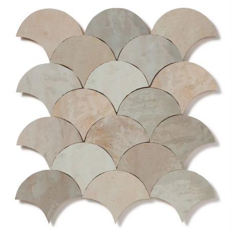 Carrelage Zellige Marocain Gris Beige Ecaille grand 10x12 cm