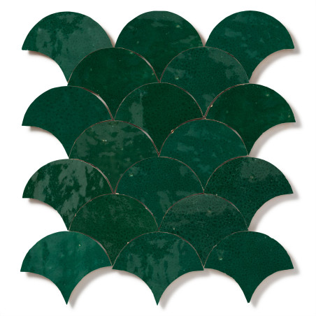 Carrelage Zellige Marocain Vert Menthe Ecaille grand 10x12 cm