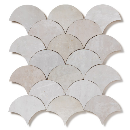 Carrelage Zellige Marocain Blanc Oukaimeden Ecaille grand 10x12 cm