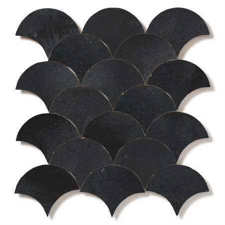 Carrelage Zellige Marocain Noir Métal Ecaille grand 10x12 cm