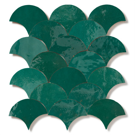 Carrelage Zellige Marocain Vert Emeraude Ecaille grand 10x12 cm