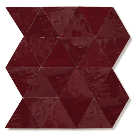 Carrelage Zellige Marocain Rouge Lie de vin Triangle grand 10 cm