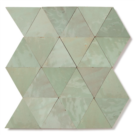 Carrelage Zellige Marocain Vert Tilleul Triangle grand 10 cm