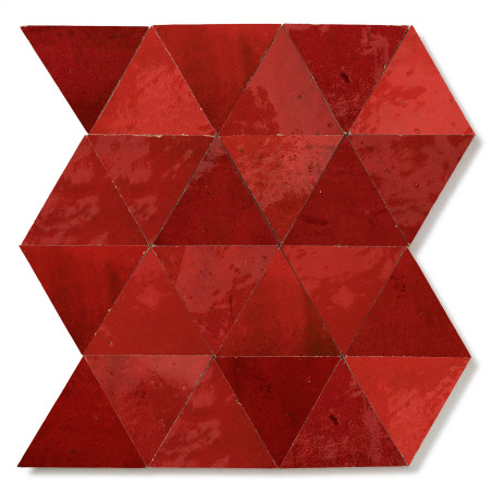 Carrelage Zellige Marocain Rouge Pétillant Triangle grand 10 cm