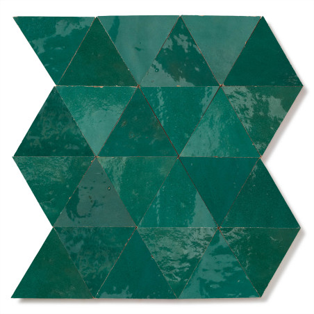 Carrelage Zellige Marocain Vert Emeraude Triangle grand 10 cm