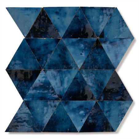 Carrelage Zellige Marocain Bleu Magique Triangle grand 10 cm