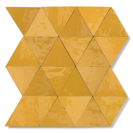 Carrelage Zellige Marocain Jaune Moutarde Triangle grand 10 cm