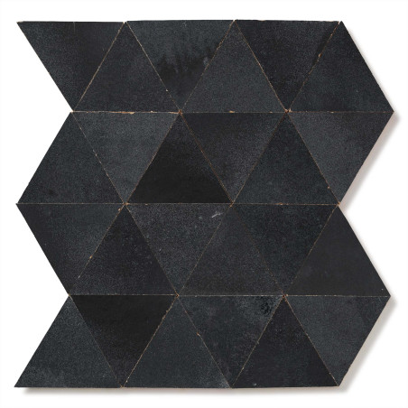 Carrelage Zellige Marocain Noir Métal Triangle grand 10 cm