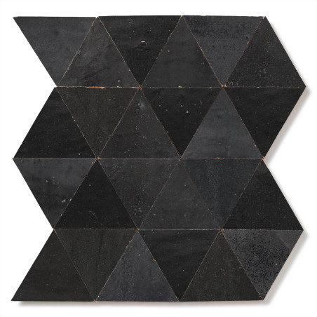 Carrelage Zellige Marocain Noir Carbone Triangle grand 10 cm