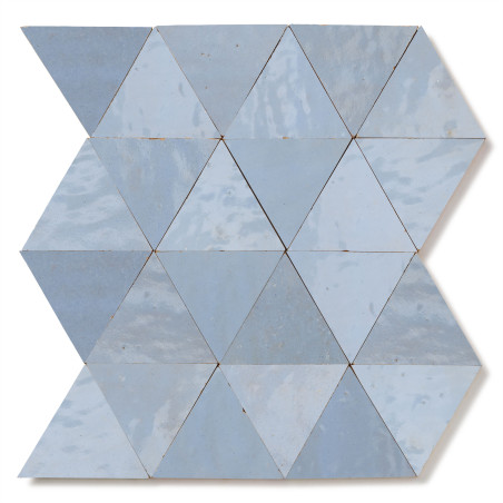 Carrelage Zellige Marocain Bleu Gustavien Triangle grand 10 cm