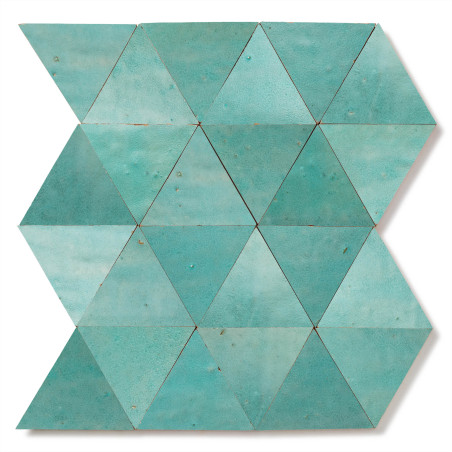 Carrelage Zellige Marocain Vert Pacifique Triangle grand 10 cm